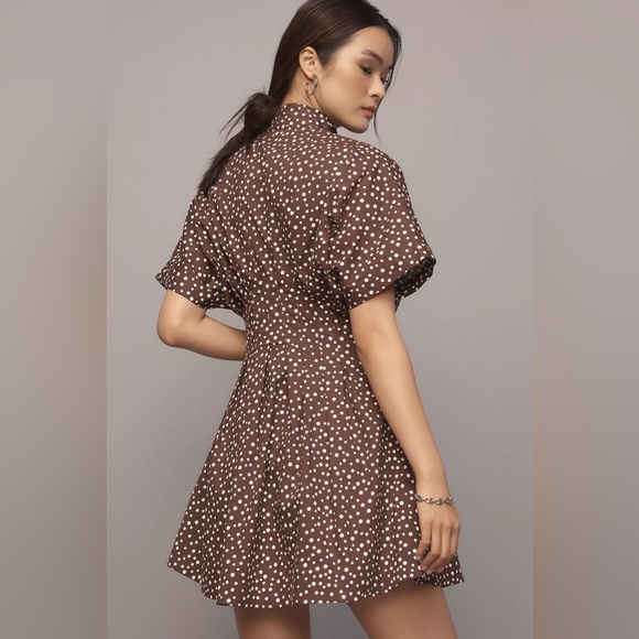 Anthropologie Brown and White Mini Dress - Picture 2 of 6